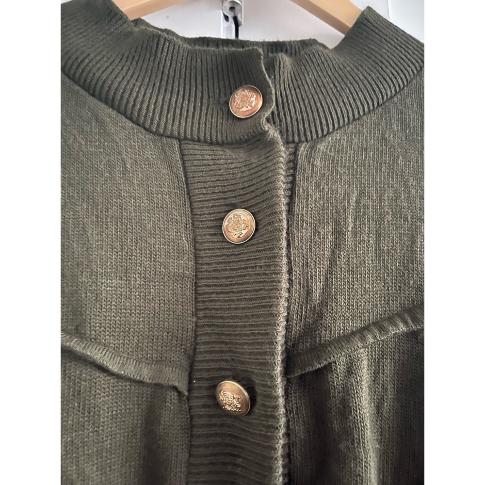 Knit Forest Green Button Down Cape - image 2